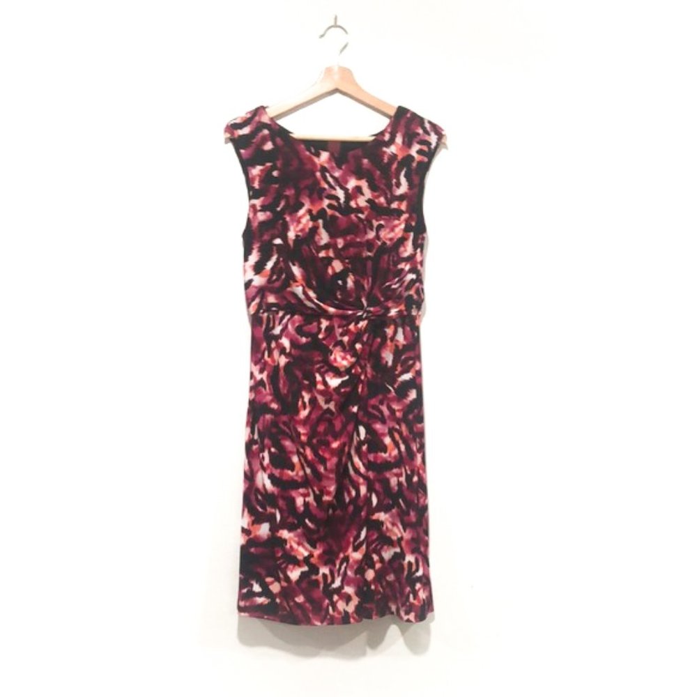 Magenta print stretch dress by 212, size M no zip